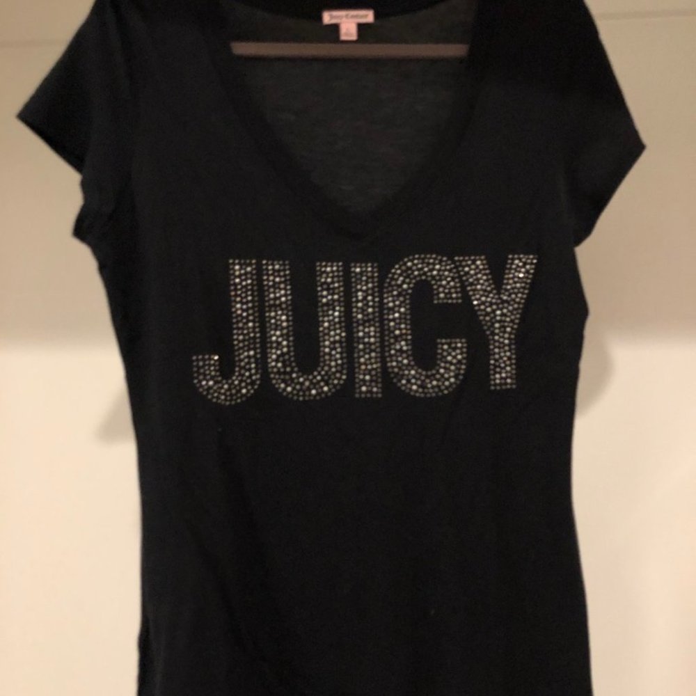 Juicy Couture Black Bling V-Neck Tee